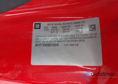 2013 Chevrolet Camaro 2Ss z USA, uszkodzony, nr VIN 2G1FT1EW0D9193646